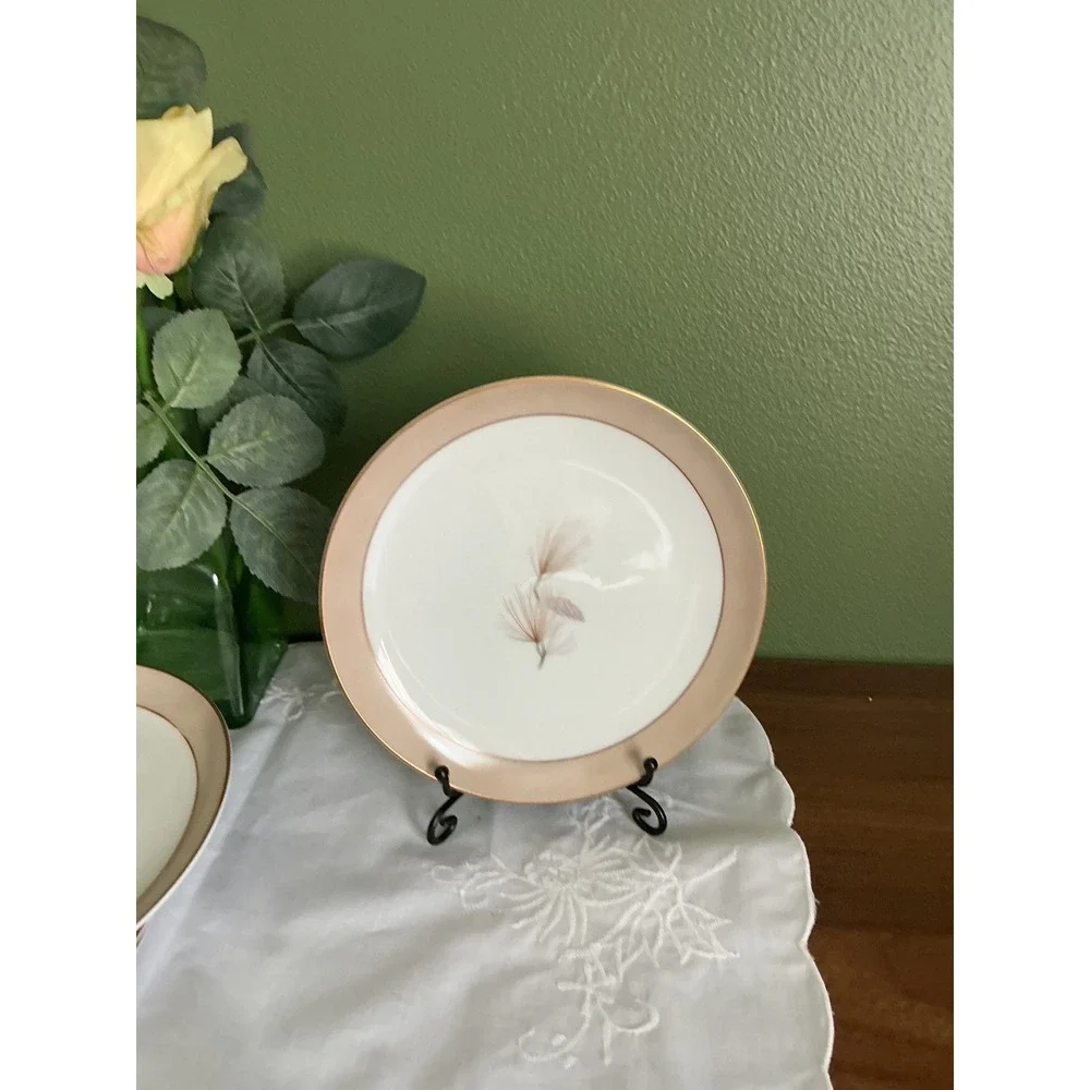 Sango Pinecone Dessert Plates, Set of 4, Vintage Nature-Inspired China